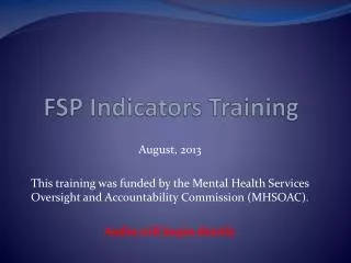 FSP Indicators Training