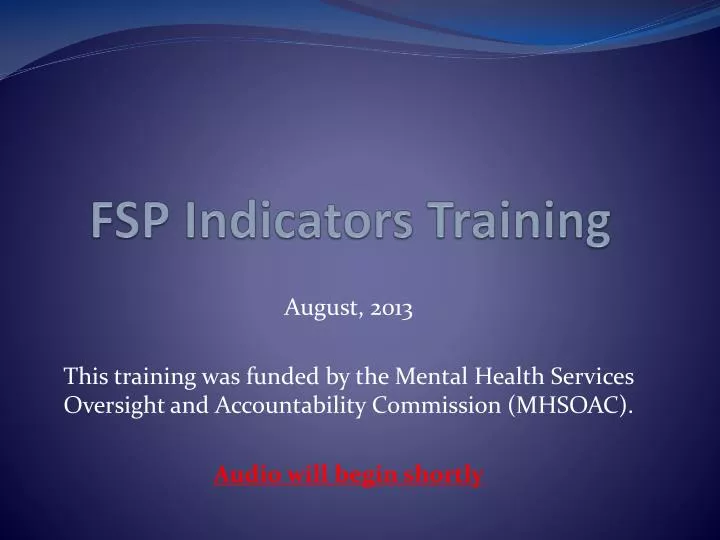 fsp indicators training