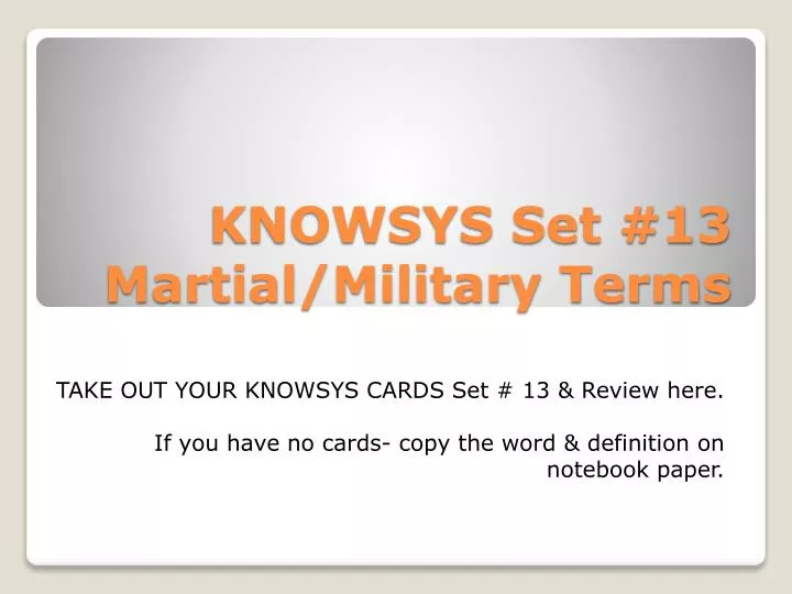 knowsys set 13 martial military terms