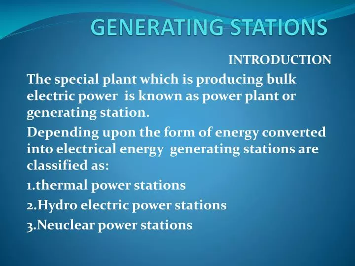 generating stations