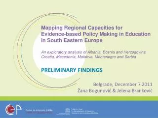 Mapping Regional Capacities for Evidence-based Policy Making in Education in South Eastern Europe