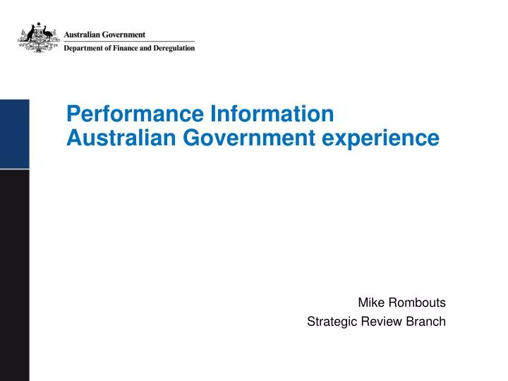 performance information australian government experience