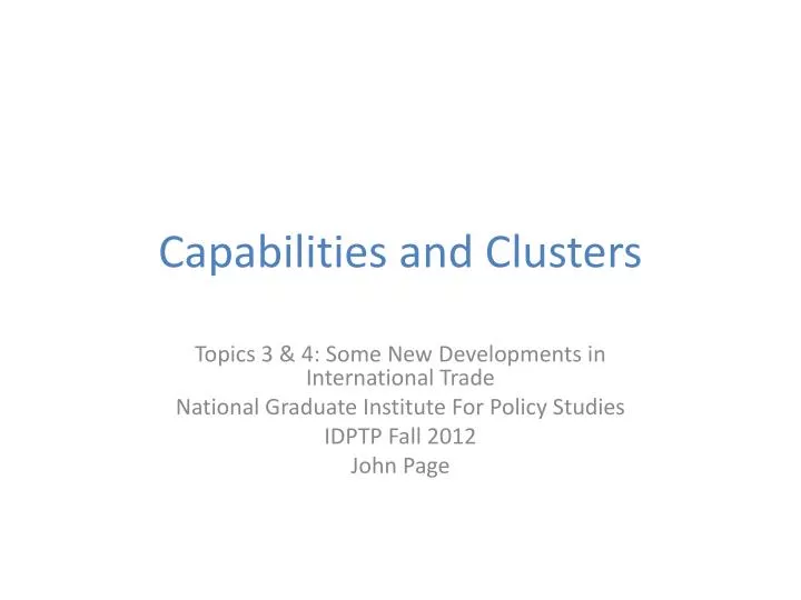 capabilities and clusters