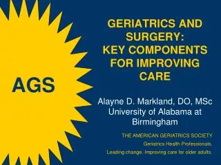 THE AMERICAN GERIATRICS SOCIETY Geriatrics Health Professionals.