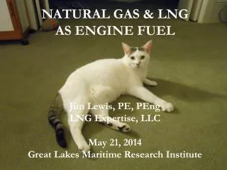 NATURAL GAS &amp; LNG AS ENGINE FUEL Jim Lewis, PE, PEng LNG Expertise, LLC May 21, 2014