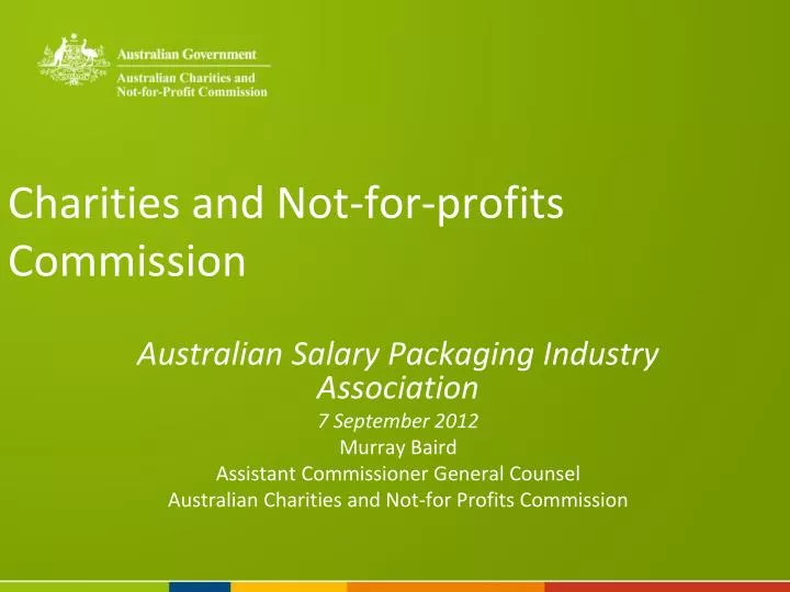 charities and not for profits commission