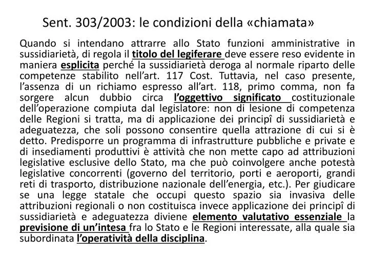 sent 303 2003 le condizioni della chiamata