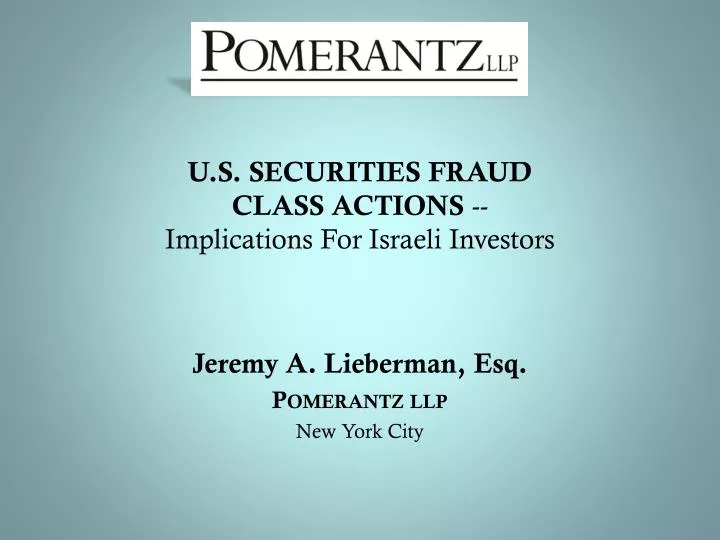 u s securities fraud class actions implications for israeli investors
