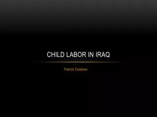 Child Labor in Iraq