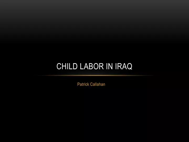 child labor in iraq