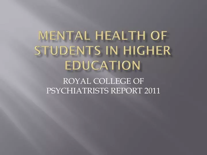 mental health of students in higher education