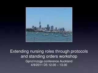 Extending nursing roles through protocols and standing orders workshop