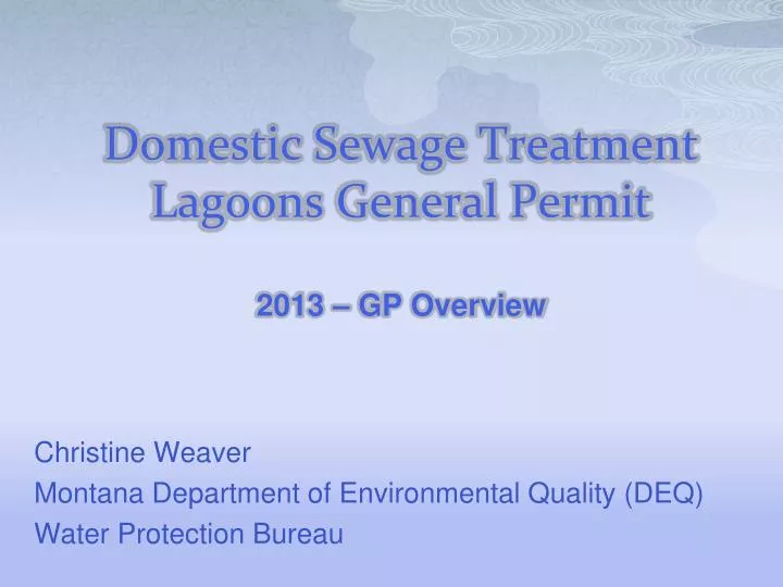 domestic sewage treatment lagoons general permit 2013 gp overview