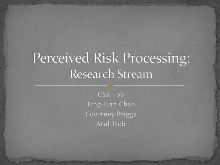 perceived risk processing research stream