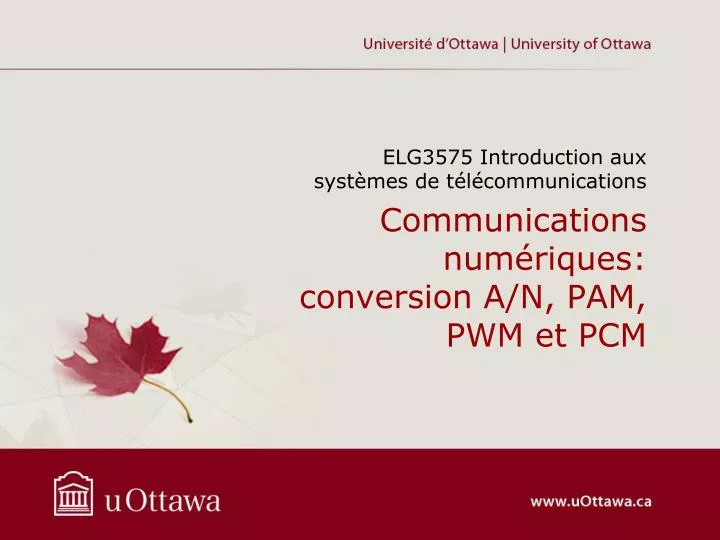 communications num riques conversion a n pam pwm et pcm