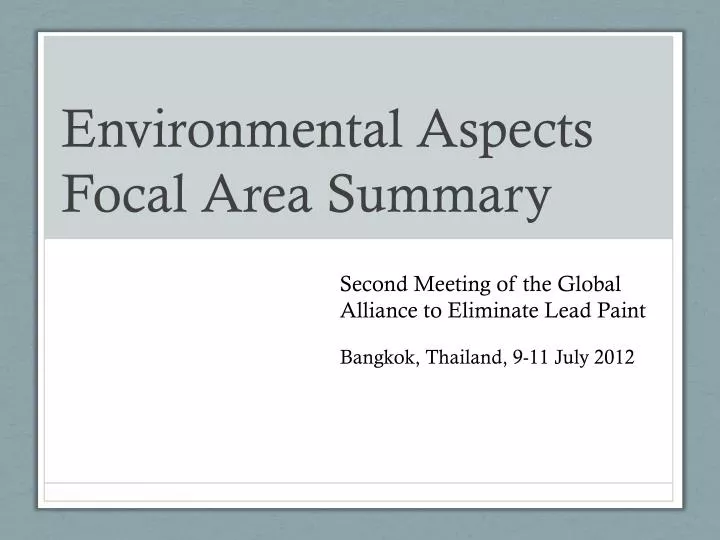 environmental aspects focal area summary