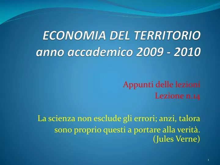 economia del territorio anno accademico 2009 2010