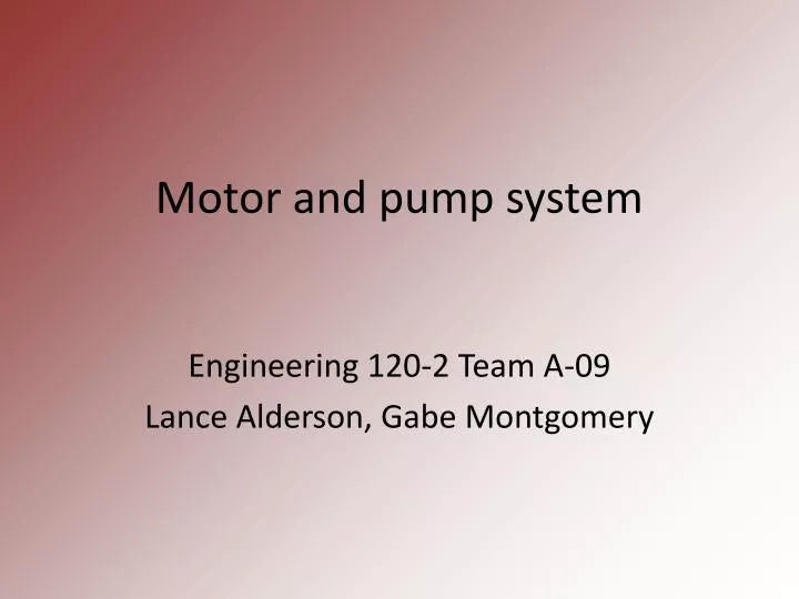 motor and pump system