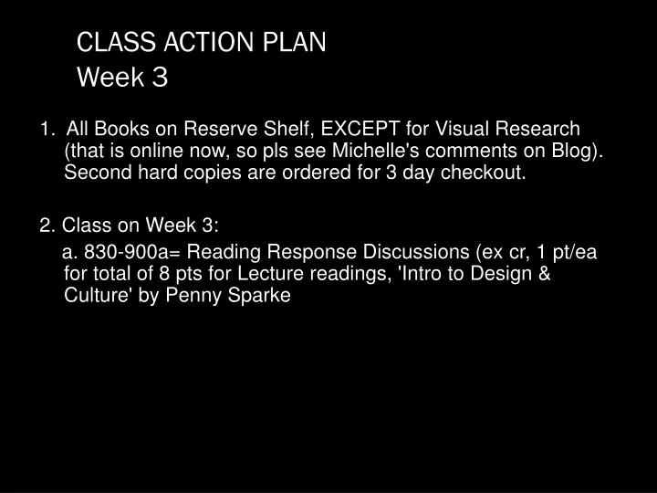 class action plan week 3