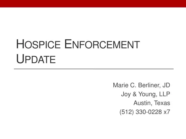 hospice enforcement update