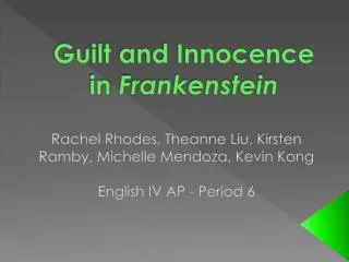 Guilt and Innocence in Frankenstein