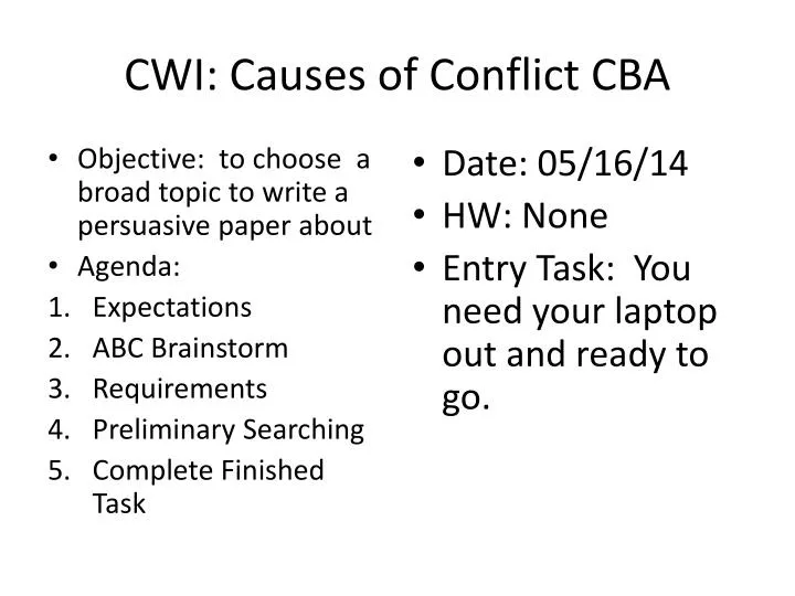 cwi causes of conflict cba