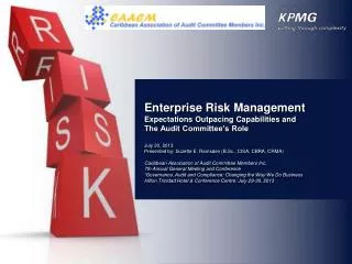 Enterprise Risk Management Expectations Outpacing Capabilities and
