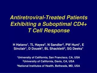 Antiretroviral-Treated Patients Exhibiting a Suboptimal CD4+ T Cell Response