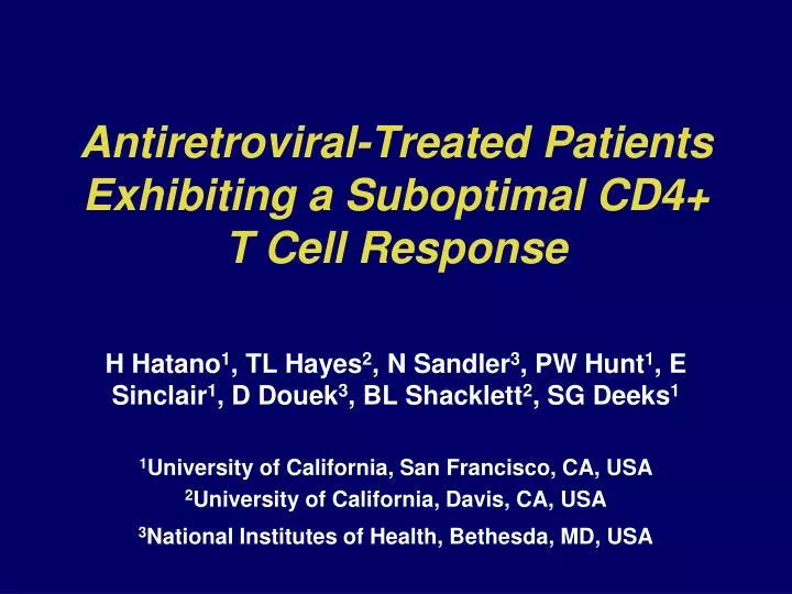 antiretroviral treated patients exhibiting a suboptimal cd4 t cell response