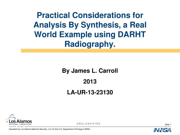 practical considerations for analysis by synthesis a real world example using darht radiography