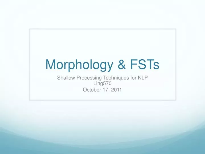 morphology fsts