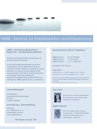 MBSR - Seminar zur Stressreduktion und Entspannung