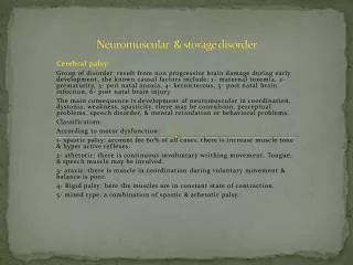 Neuromuscular &amp; storage disorder