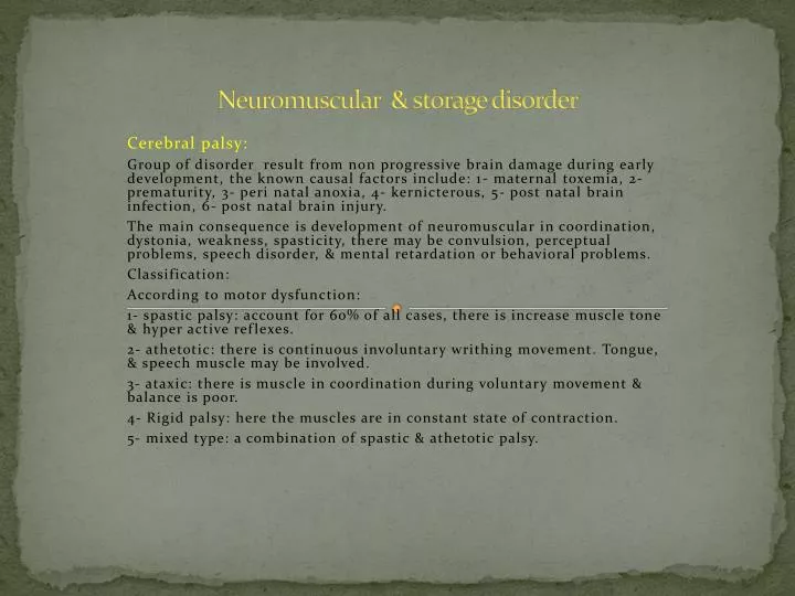 neuromuscular storage disorder