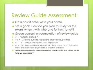 Review Guide Assessment: