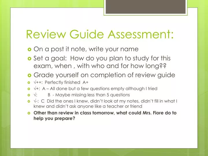 review guide assessment