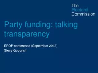 Party funding: talking transparency