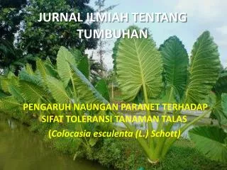 JURNAL ILMIAH TENTANG TUMBUHAN
