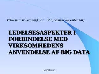 ledelsesaspekter i forbindelse med virksomhedens anvendelse af big data