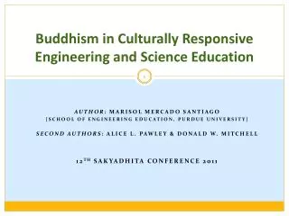 Buddhism in Culturally Responsive Engineering and Science Education