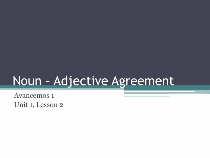 noun adjective agreement