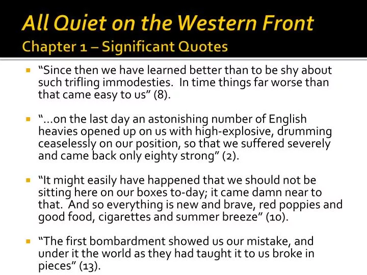 all quiet on the western front chapter 1 significant quotes