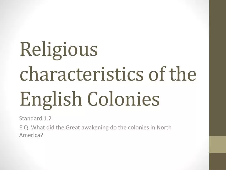 religious characteristics of the english colonies