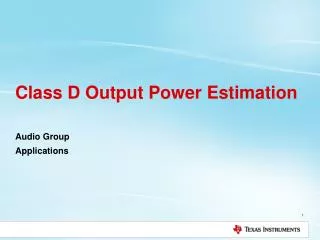 Class D Output Power Estimation