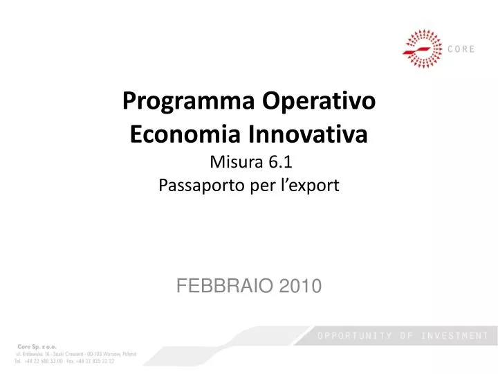 programma operativo economia innovativa misura 6 1 passaporto per l export