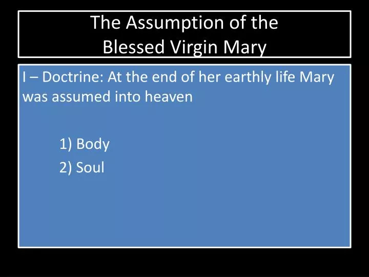 the assumption of the blessed virgin mary