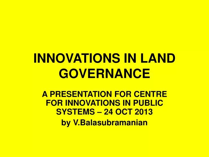 innovations in land governance
