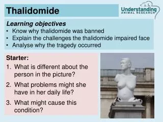 Learning objectives Know why thalidomide was banned