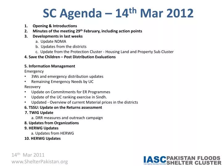 sc agenda 14 th mar 2012