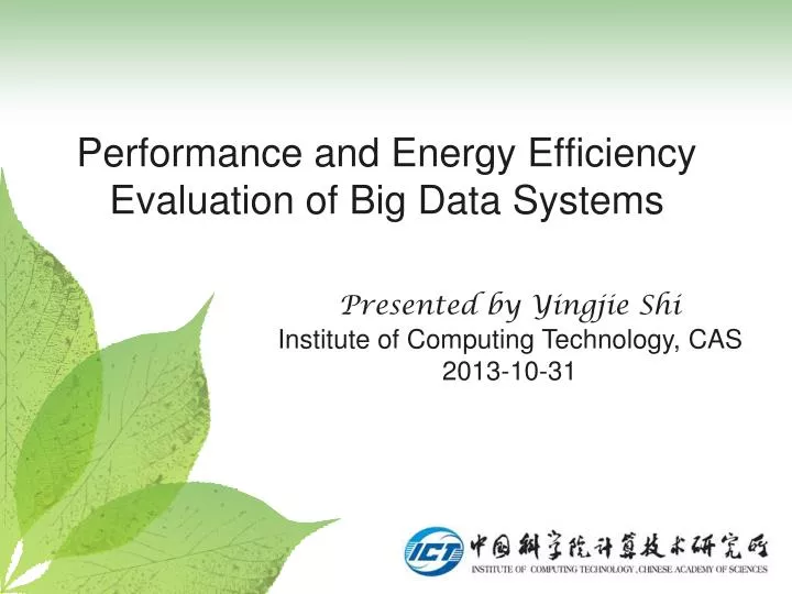 performance and energy efficiency evaluation of big data systems